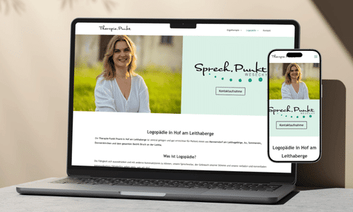 Laptop und Smartphone mit Ansicht der Website von der Praxis Therapiepunkt