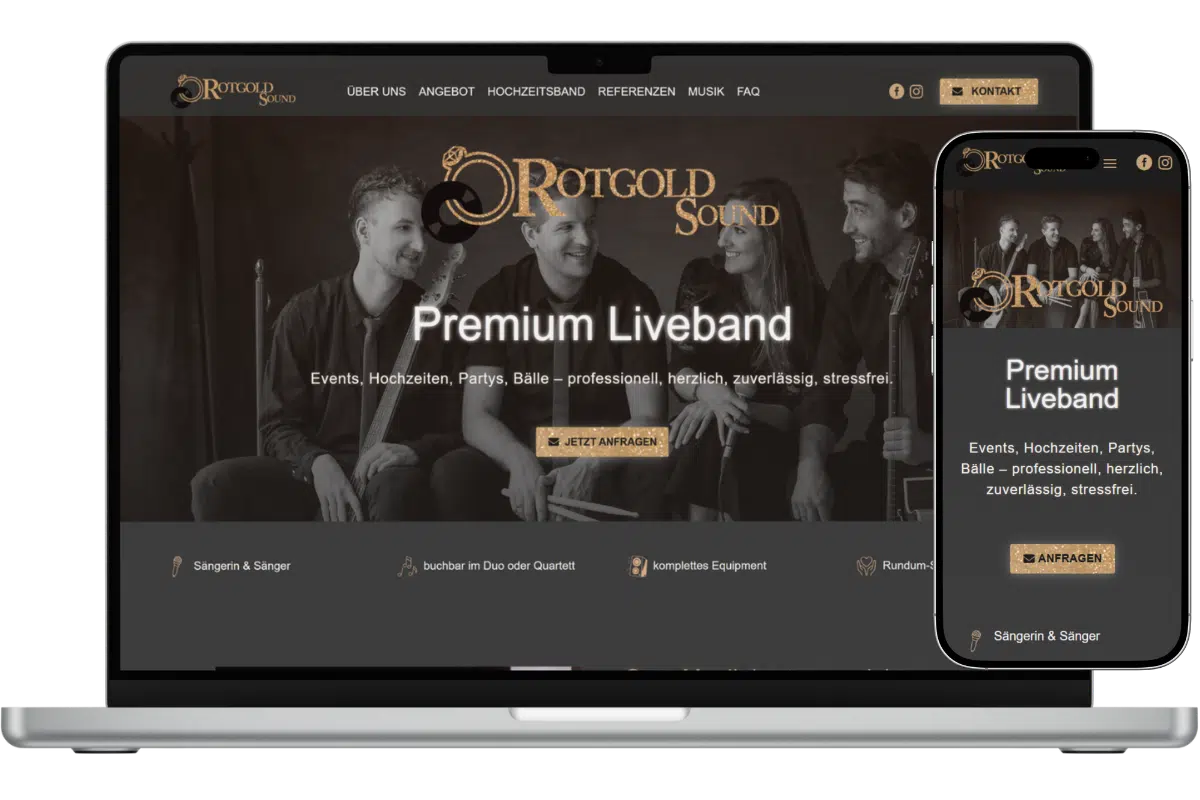 Kundenprojekt Webdesign Rotgoldsound Band